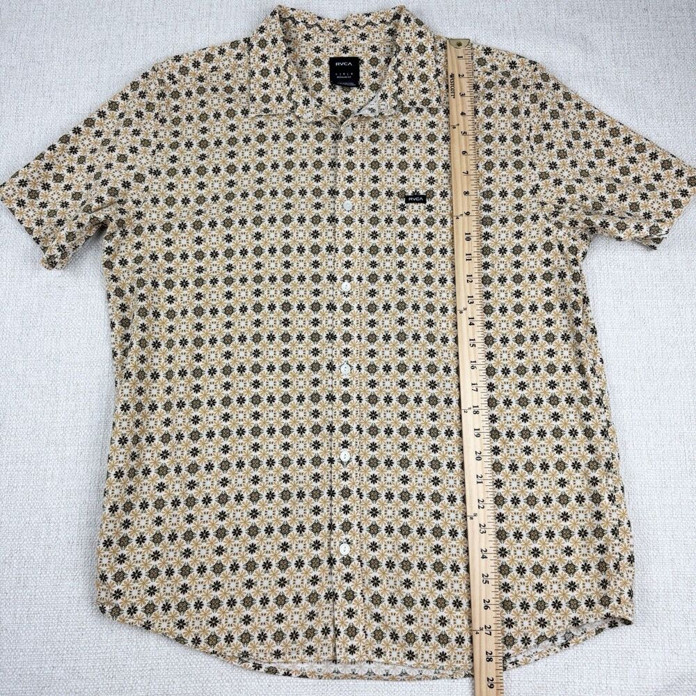 RVCA Shirt Mens Large Black Brown Floral Regular Fit Short Sleeve Button Down LG - Picture 13 of 16